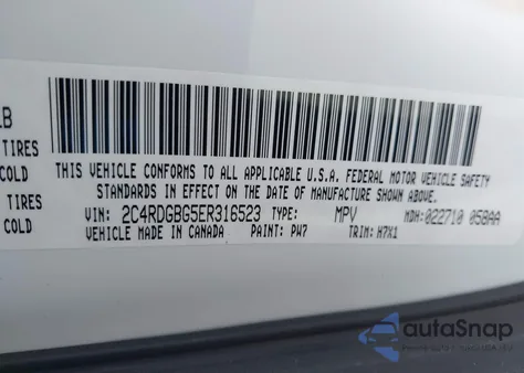 2014 Dodge Grand Caravan American Value Pkg from USA, damaged, VIN 2C4RDGBG5ER316523